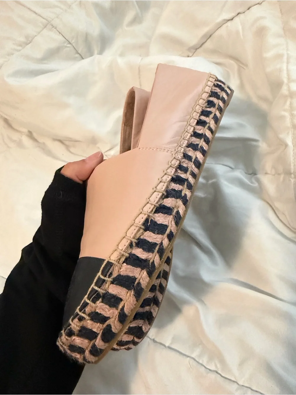 Tory Burch Platform Nudey Pink and Black Espadrille Flats